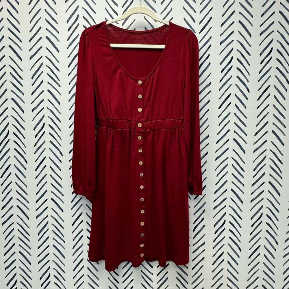 S - NWOT Dark Red Button Down Dress